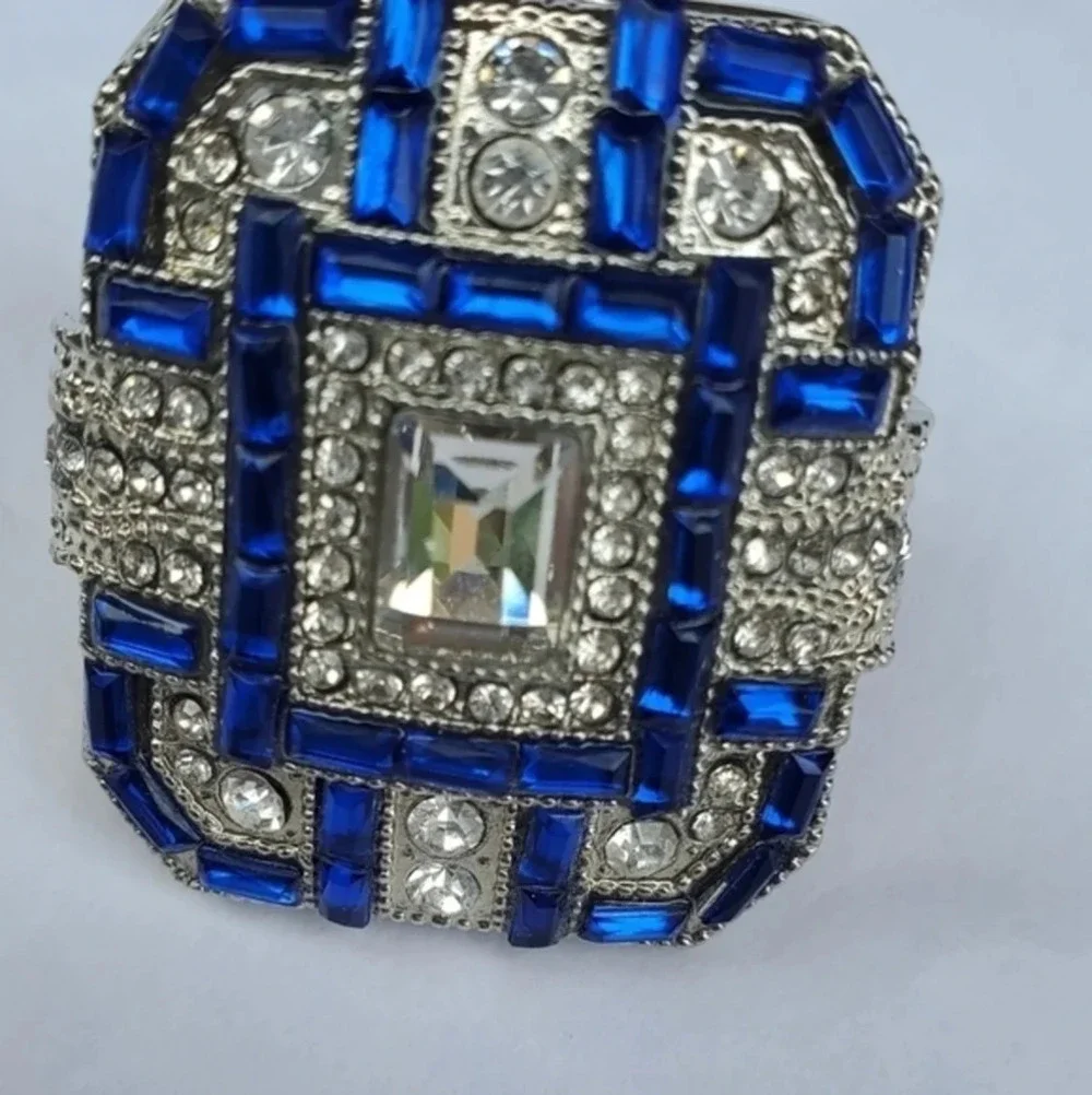 Vintage  crystal‎ paste cocktail ring 5.5